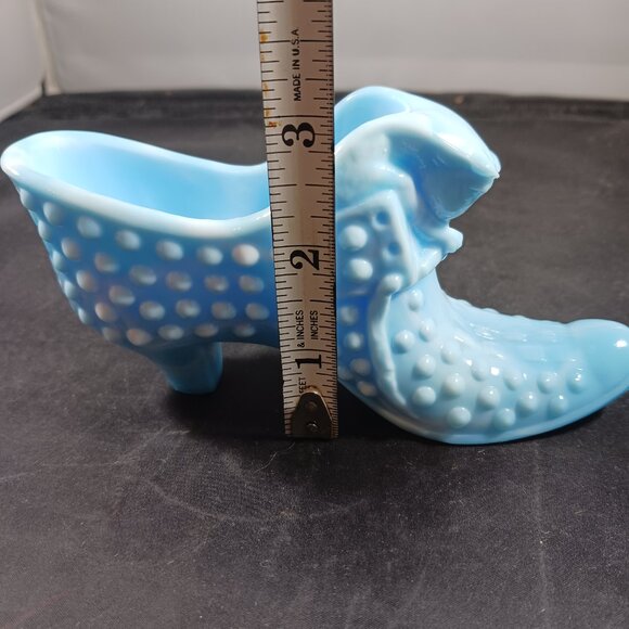 Vintage FENTON Hobnail Baby Blue Shoes Mini Glass - Picture 7 of 8